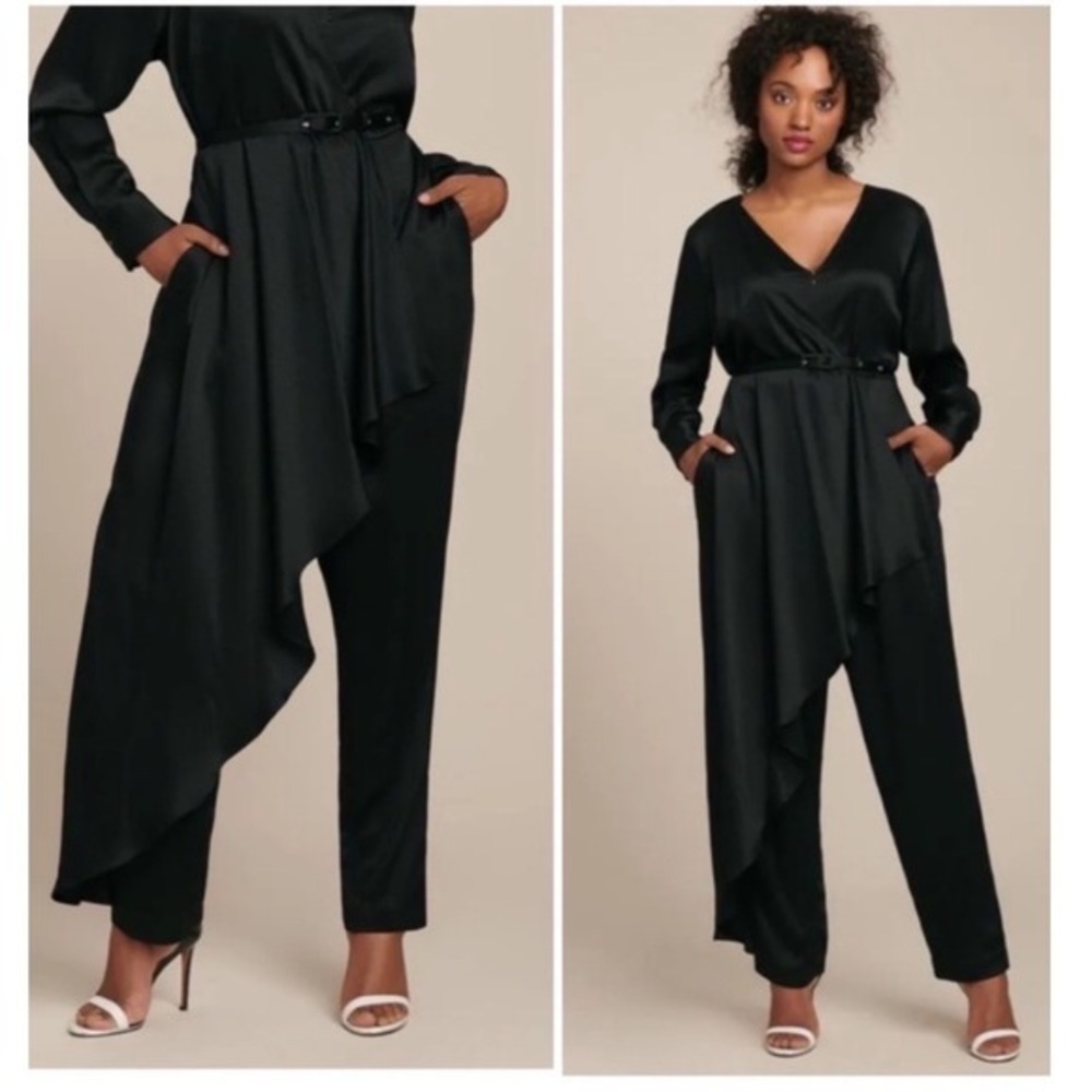 Rachel Comey V-Neck Women's Black Asymmetric Jumpsuit Size 18 Plus